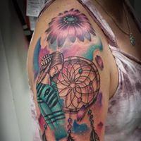 Tattoos - Native American Woman and Dreamcatcher - 134779